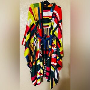 Sassy Jones- Abstract Colorful Geometric Patterned Poncho